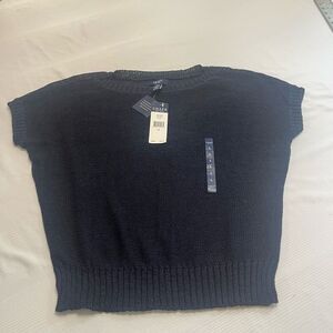 NWT Chaps New Navy Short Sleeve Sweater Size Large New